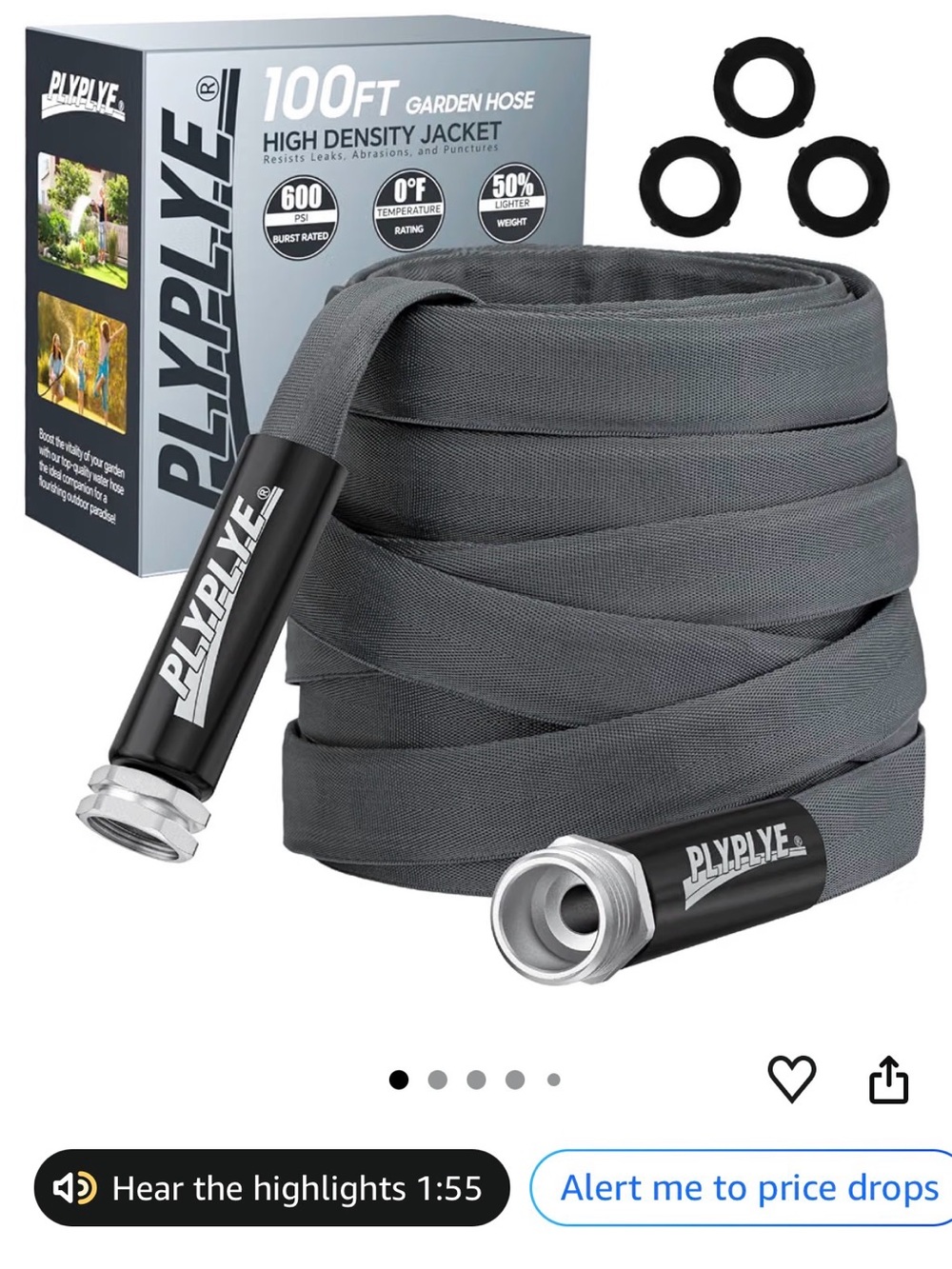 Garden Hose, Gray - High Density Flat Hose